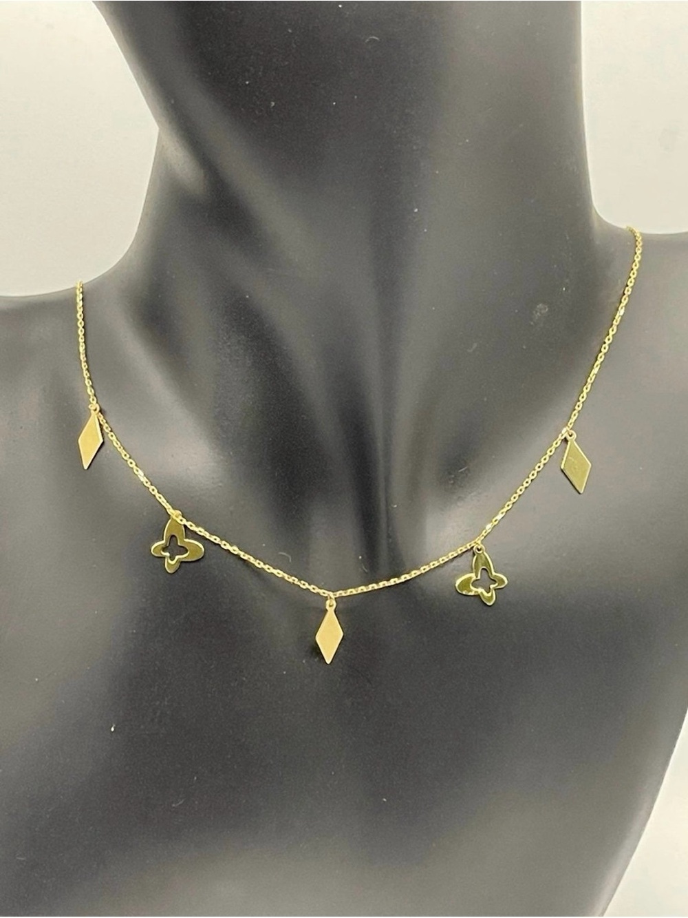 18k solid gold necklace with charms